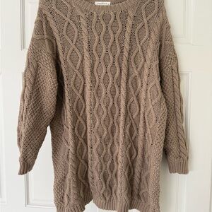 Cozy Cable Knit Sweater - Brown